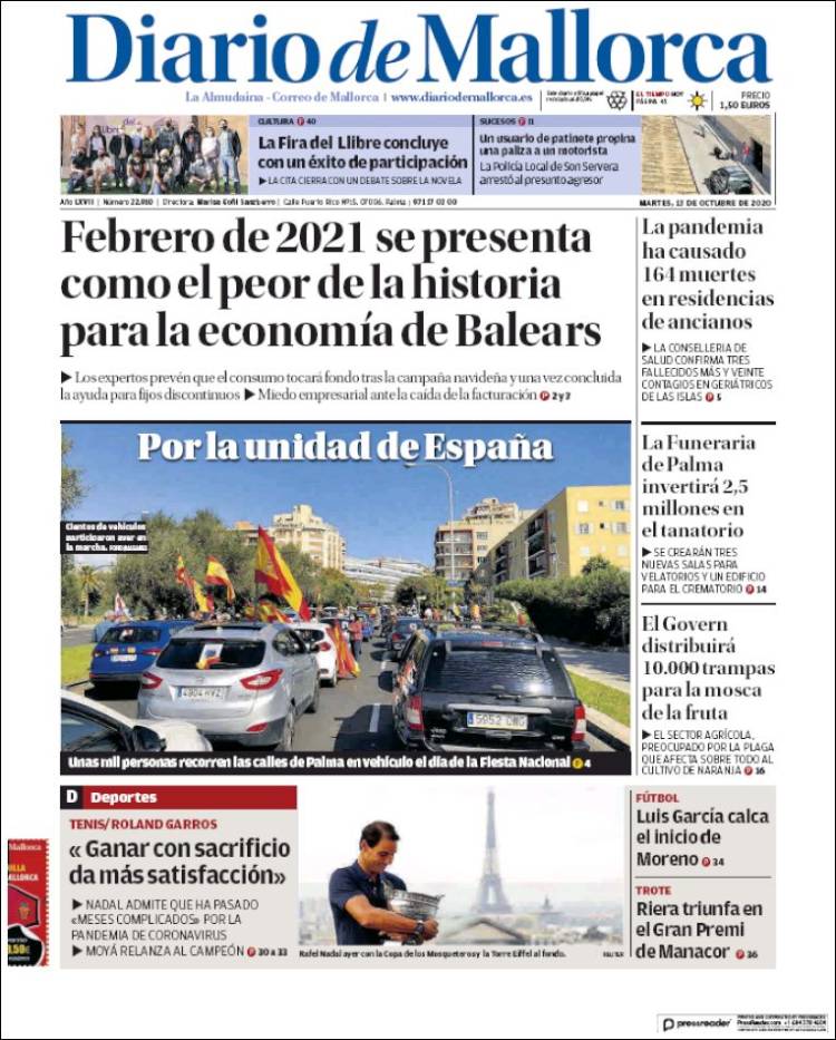 Portada de Diario de Mallorca (España)