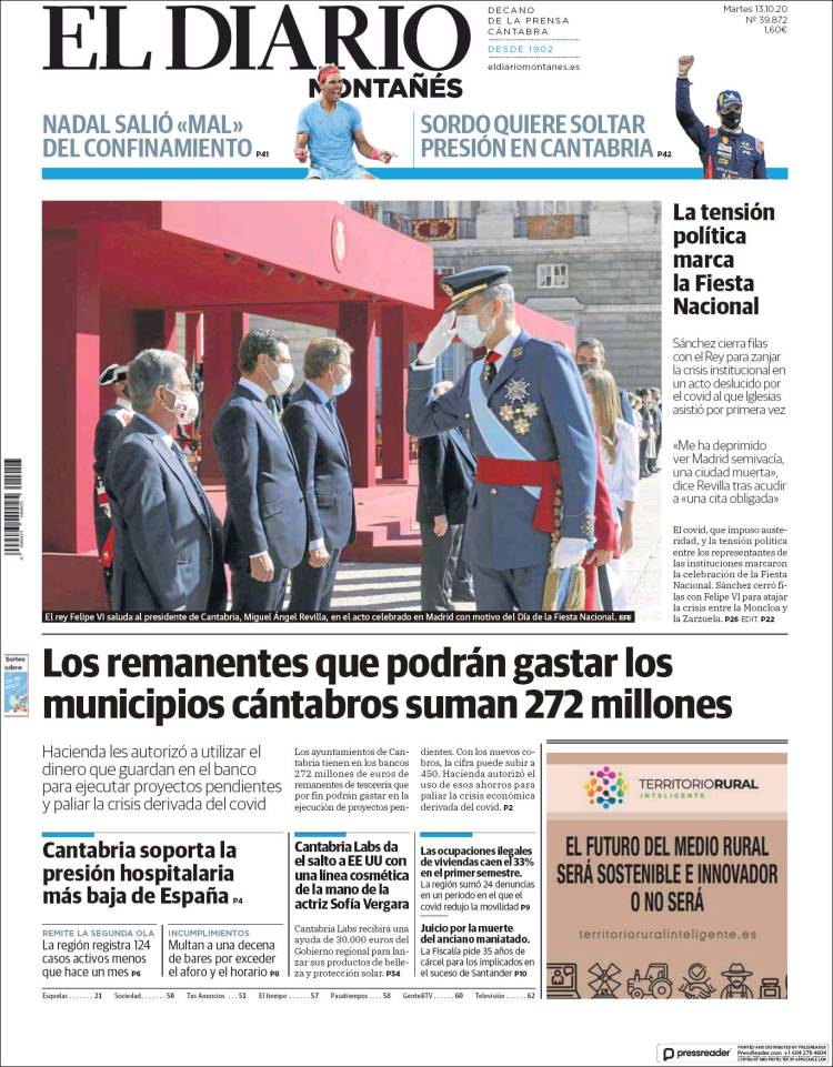 Portada de El Diario Montañés (España)