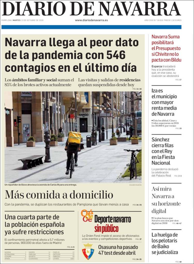 Portada de Diario de Navarra (España)