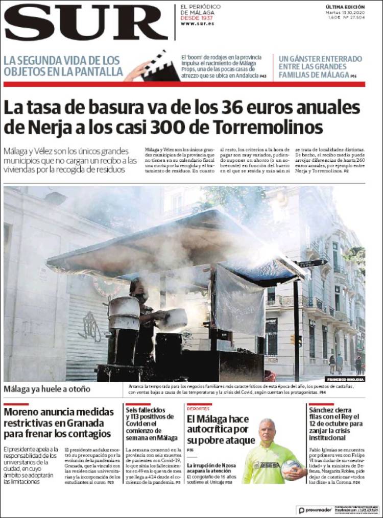 Portada de Diario el Sur (España)