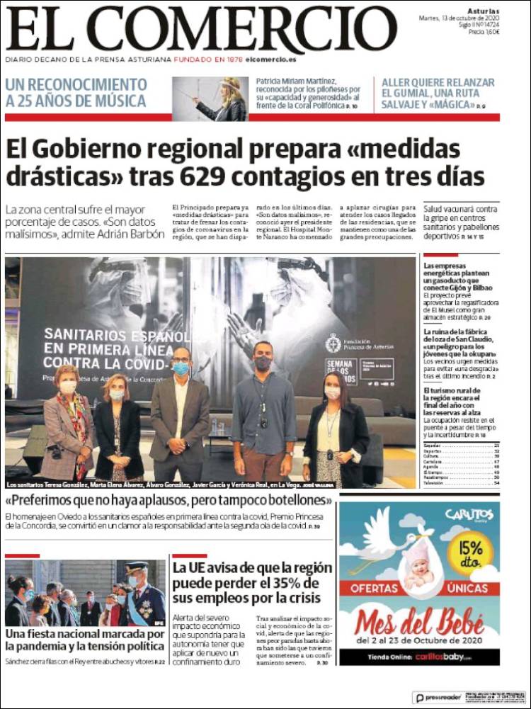 Portada de El Comercio (España)