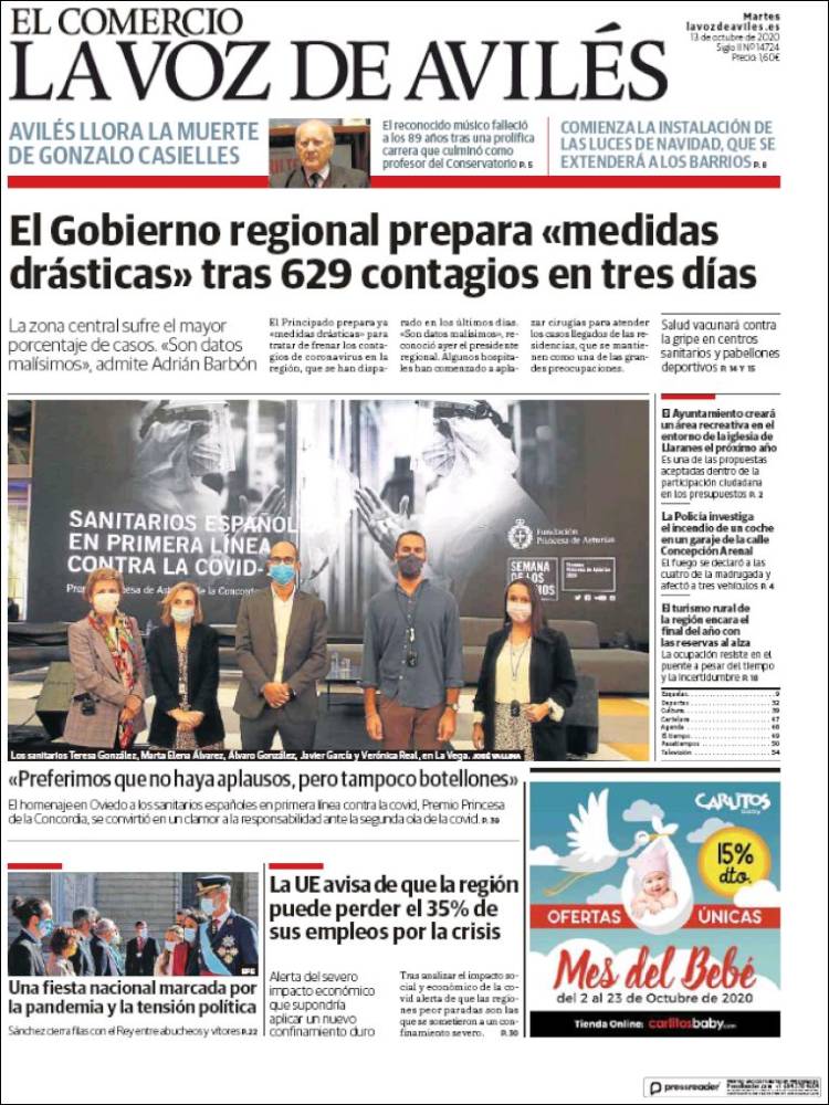 Portada de El Comercio - Avilés (España)