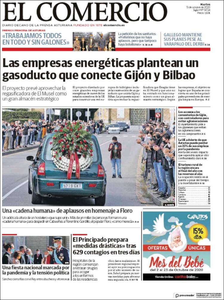 Portada de El Comercio - Gijón (España)