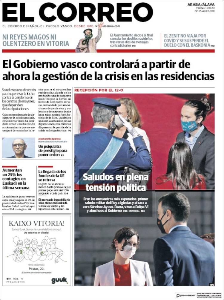 Portada de El Correo - Álava (España)