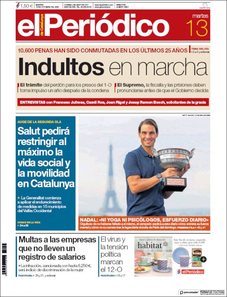 Portada de El Periódico (España)