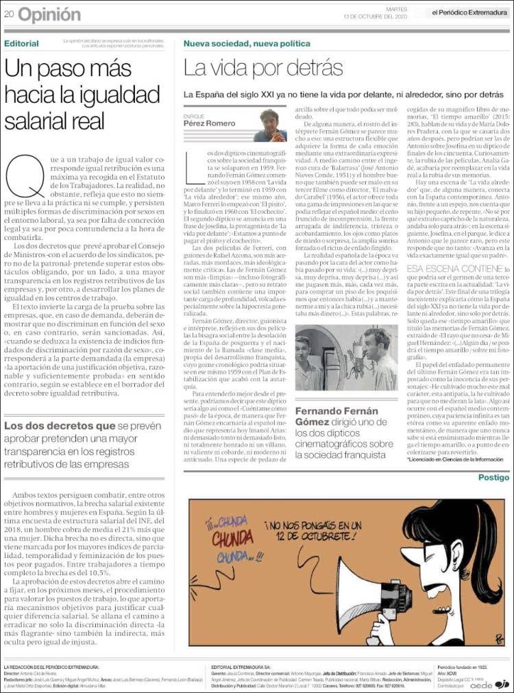 Portada de El Periódico de Extremadura (España)