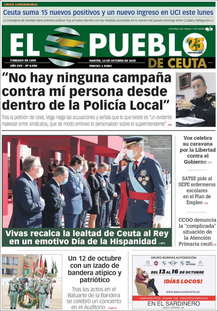 Portada de El Pueblo de Ceuta (España)