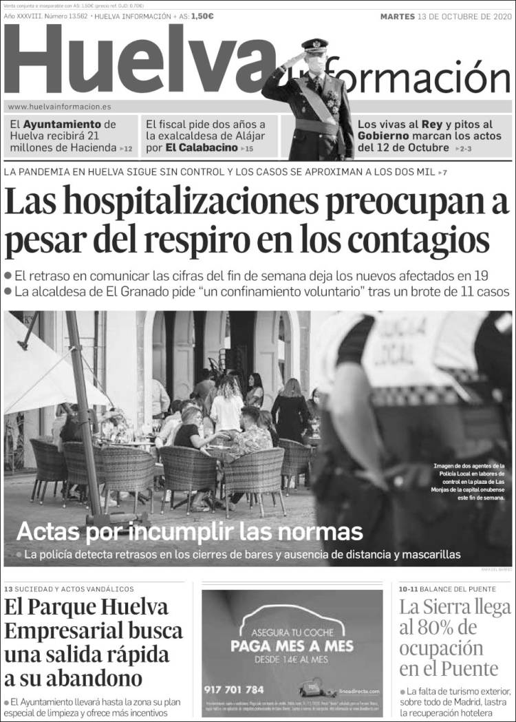 Portada de Huelva Información (España)