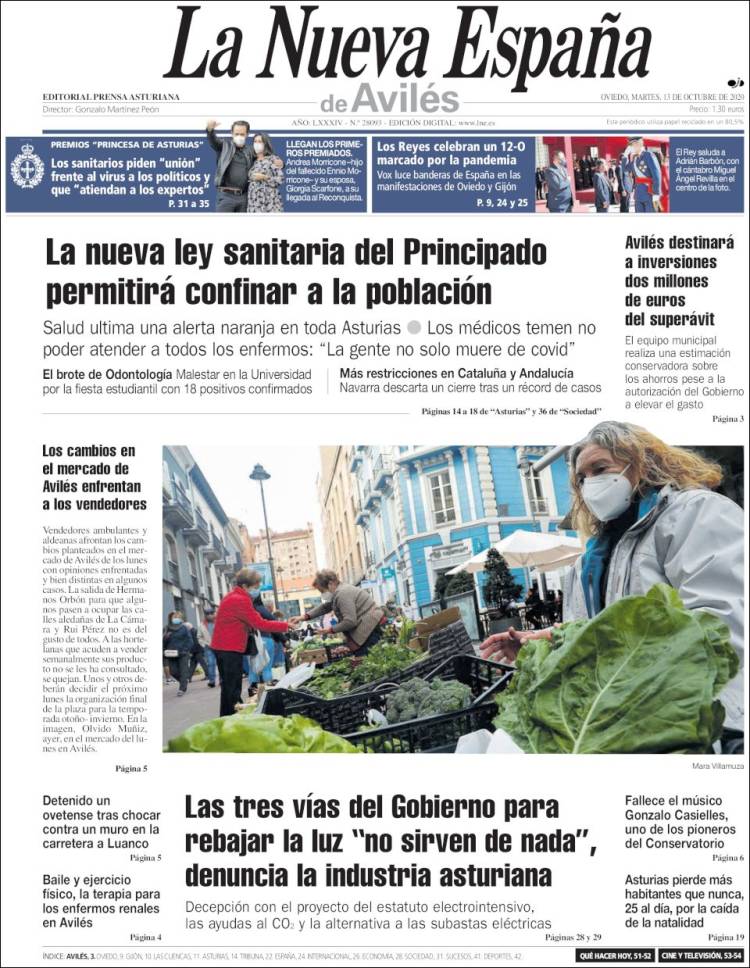 Portada de La Nueva España - Avilés (España)