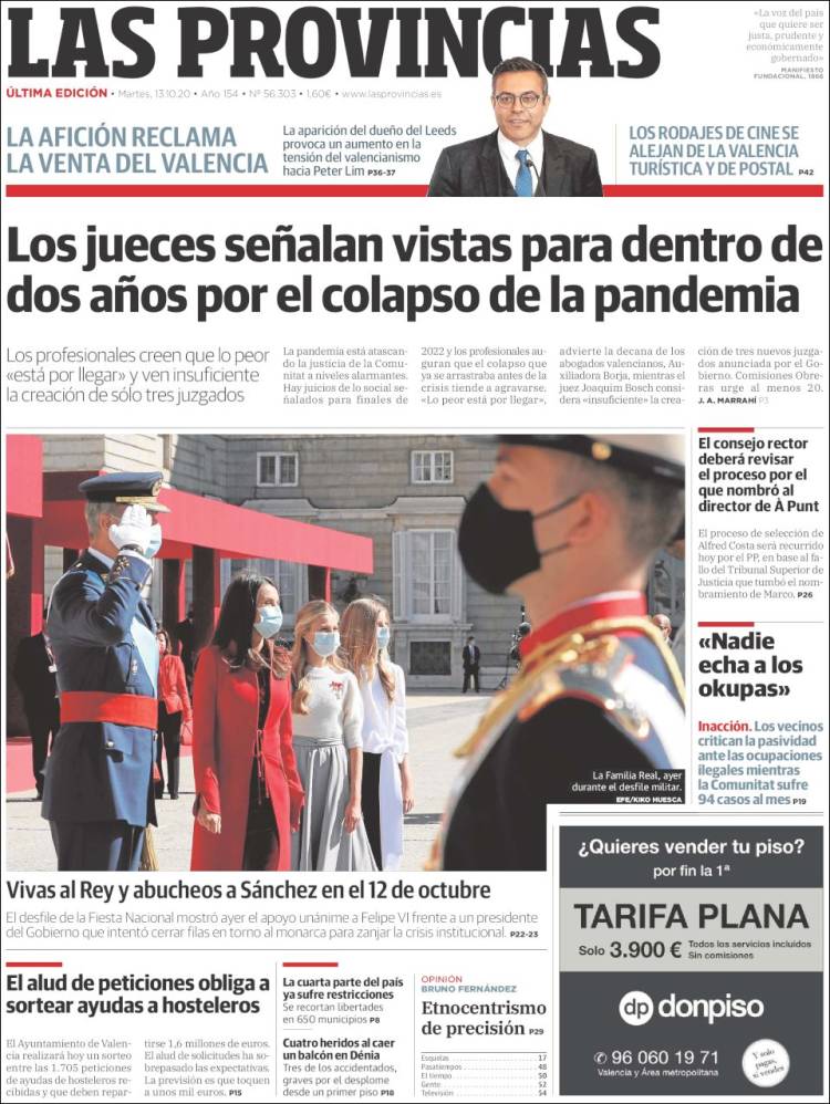 Portada de Las Provincias (España)