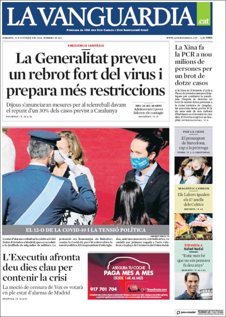 Portada de La Vanguardia (España)