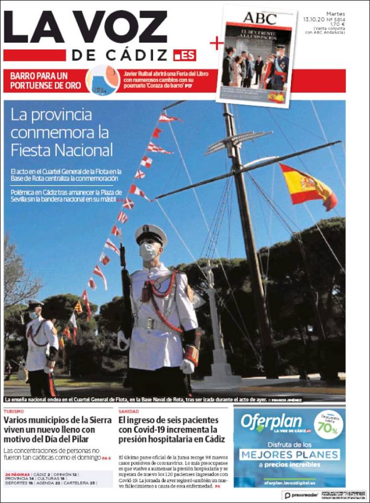 Portada de La Voz de Cádiz (España)