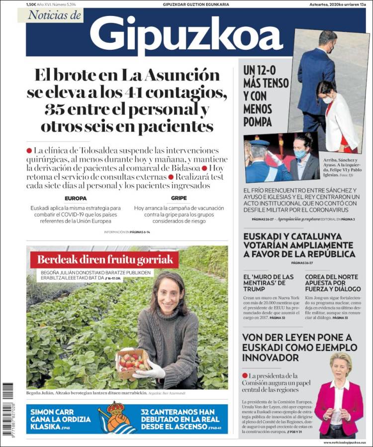 Portada de Noticias de Gipuzkoa (España)