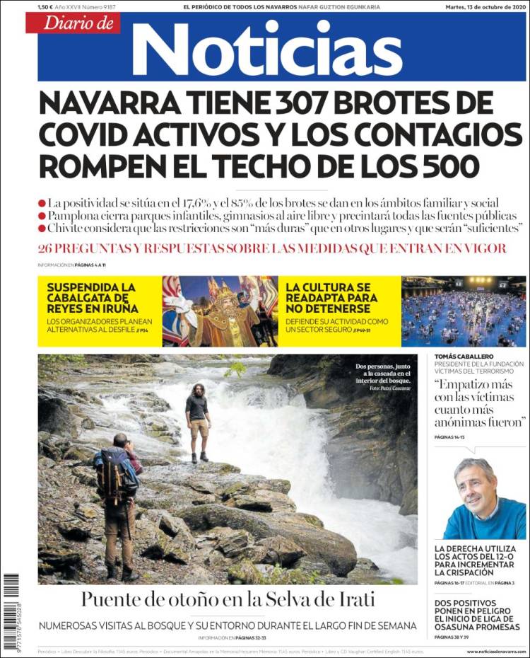 Portada de Noticias de Navarra (España)