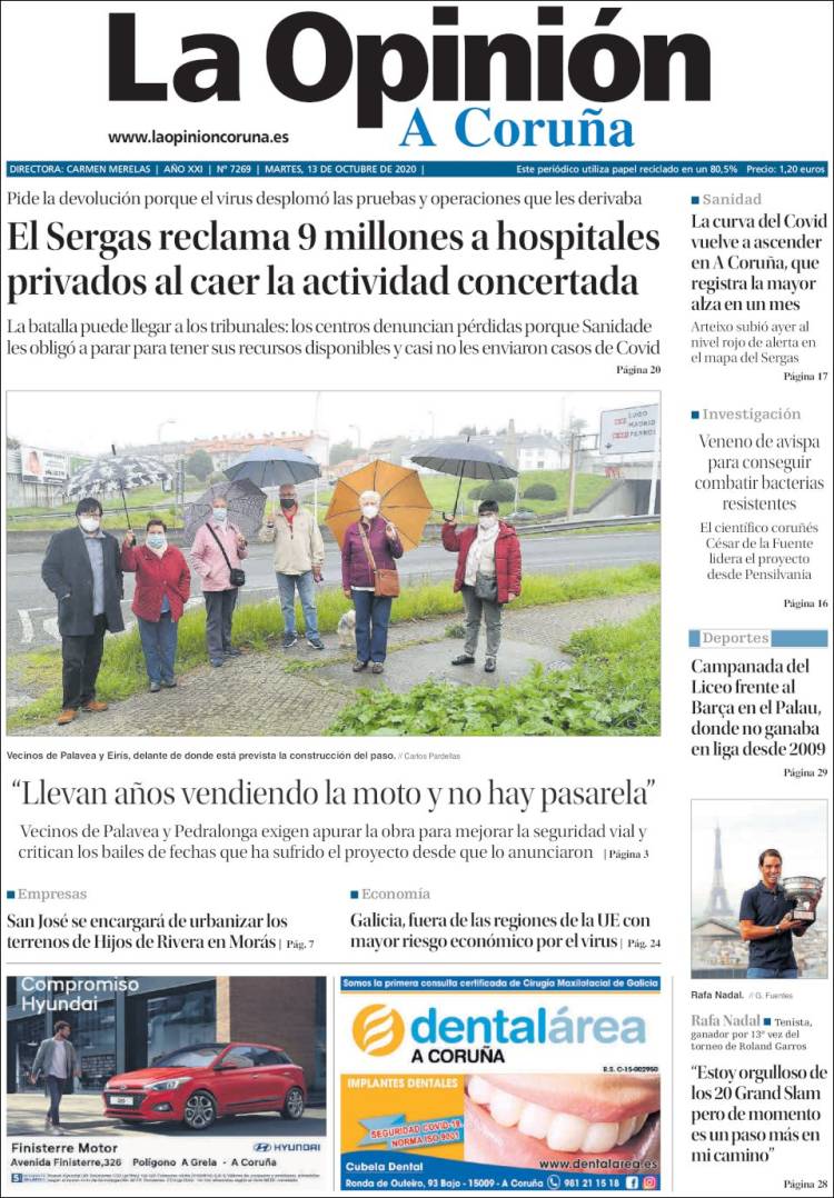 Portada de La Opinión de A Coruña (España)