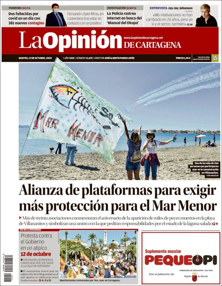 Portada de La Opinión de Murcia (España)