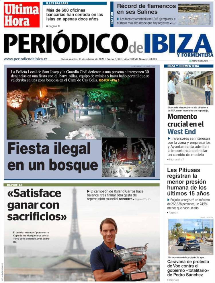 Portada de Periódico de Ibiza (España)