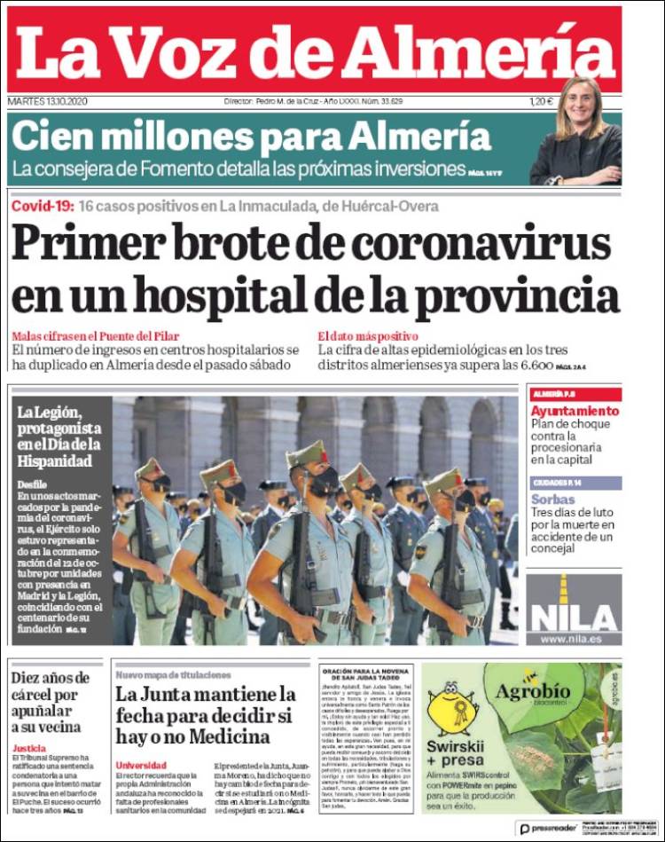 Portada de La Voz de Almería (España)