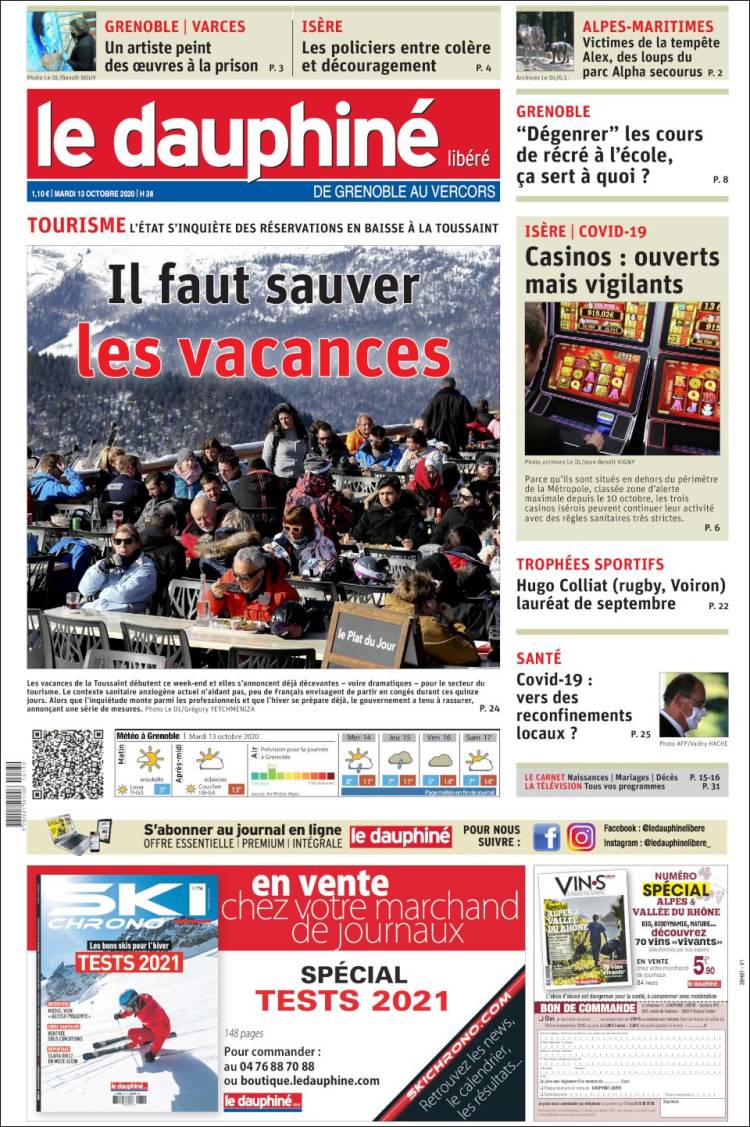 Portada de Le Dauphiné Libéré (Francia)