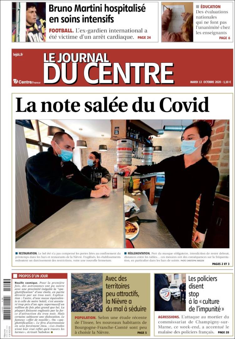 Portada de Le Journal du Centre (Francia)
