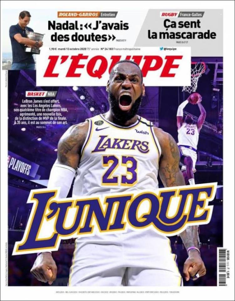 Portada de L'Equipe (Francia)