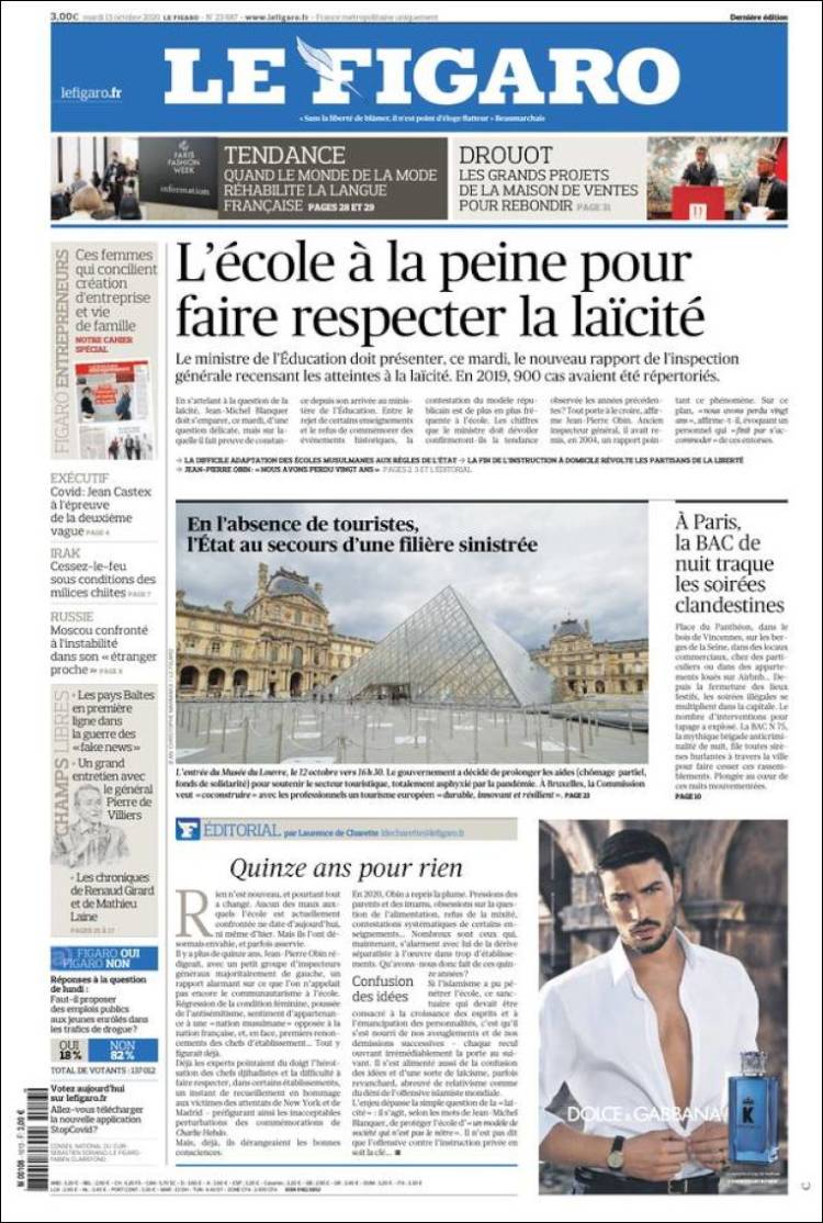 Portada de Le Figaro (Francia)