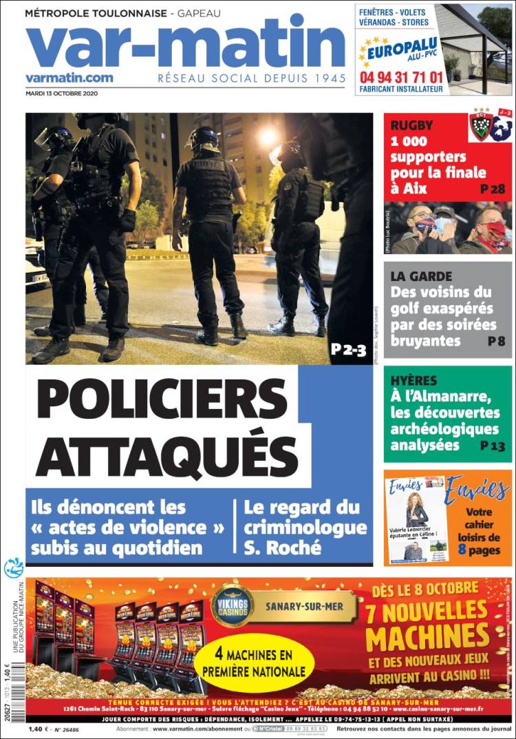 Portada de Nice-Matin (Francia)