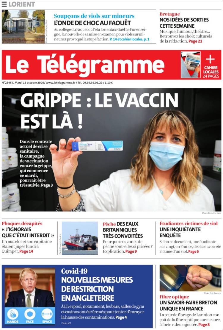 Portada de Télégramme (Francia)