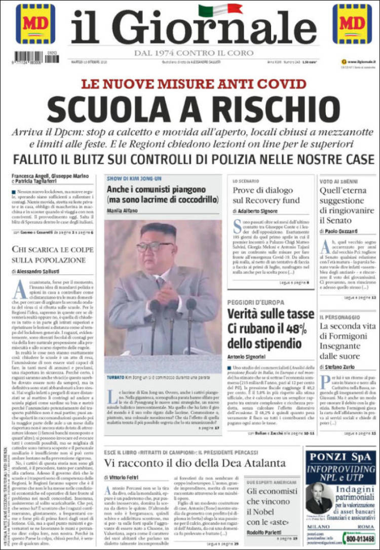 Portada de il Giornale (Italia)