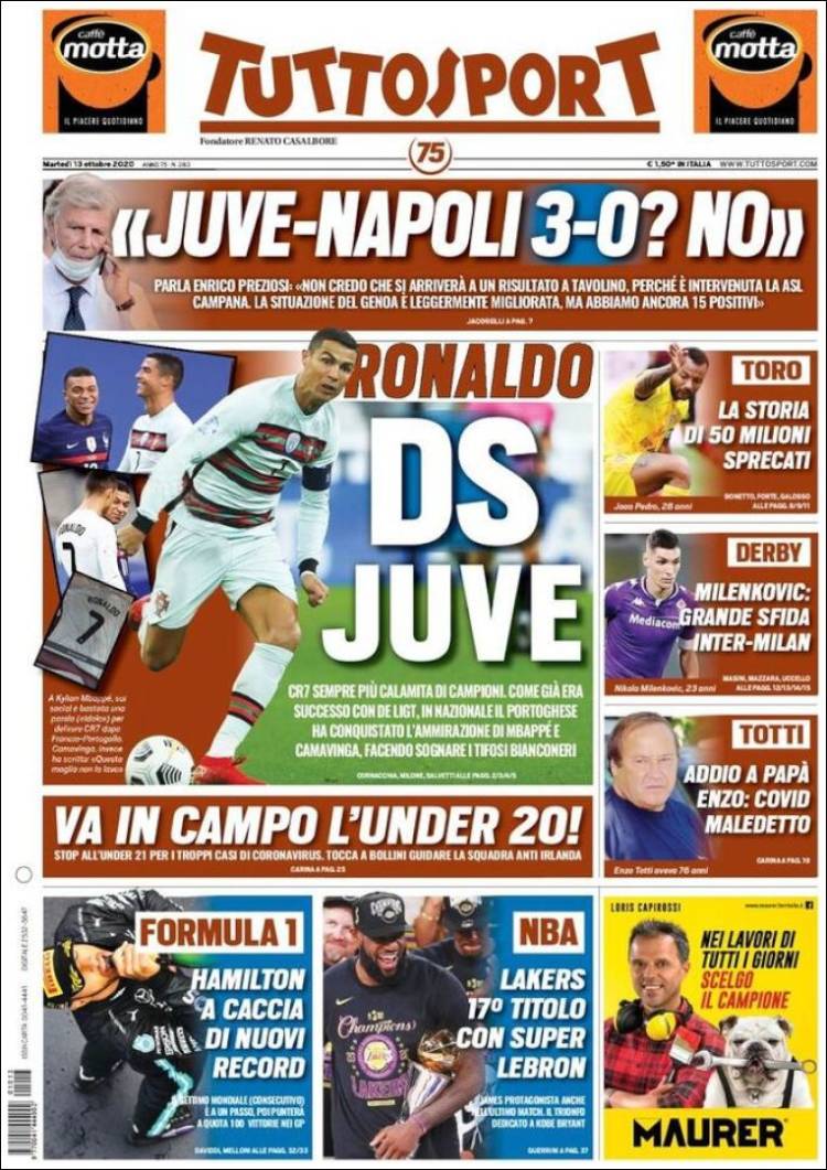 Portada de Tuttosport (Italia)