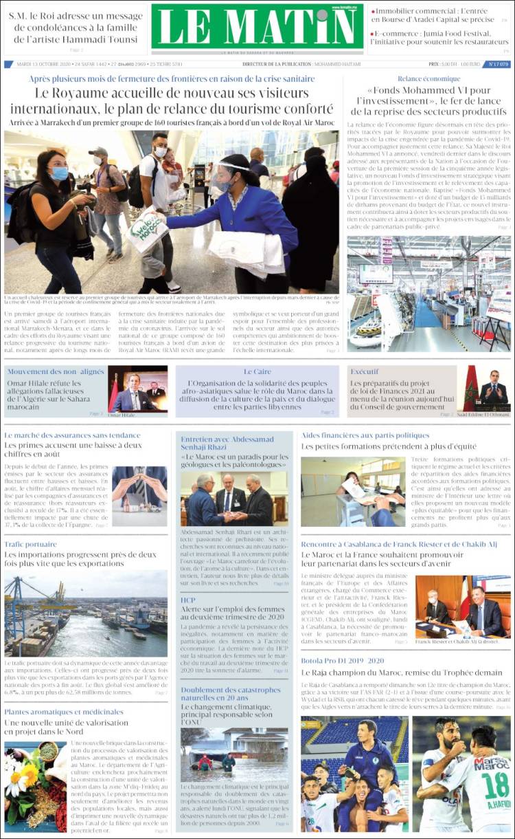 Portada de Le Matin (Marruecos)