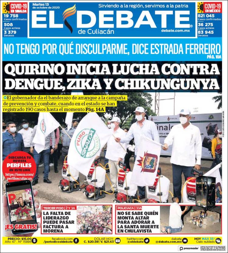 Portada de El Debate de Culiacán (México)