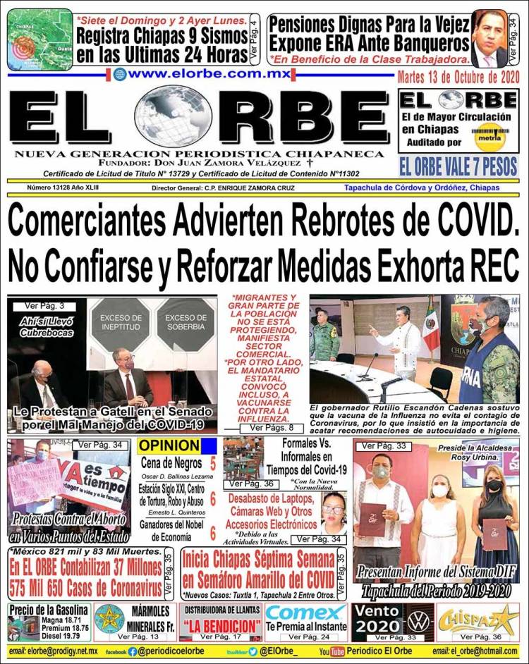 Portada de El Orbe (México)