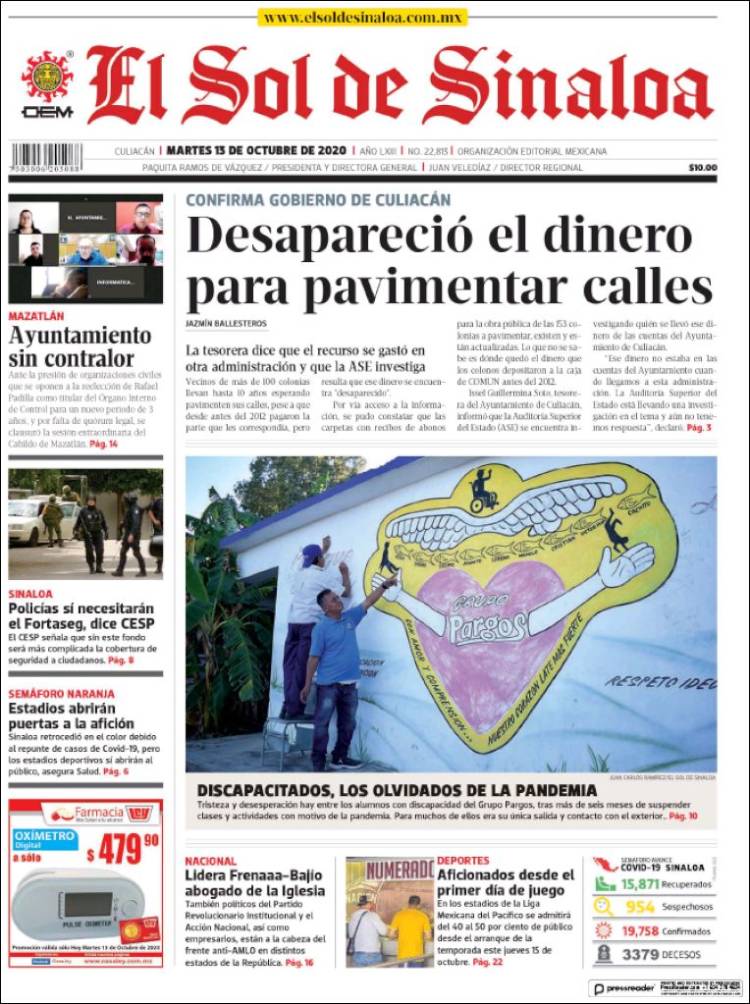 Portada de El Sol de Sinaloa (México)