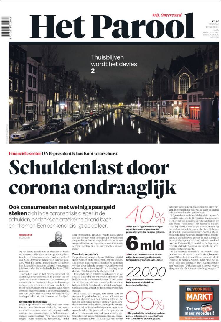 Portada de Het Parool (Pa&iacute;ses Bajos)