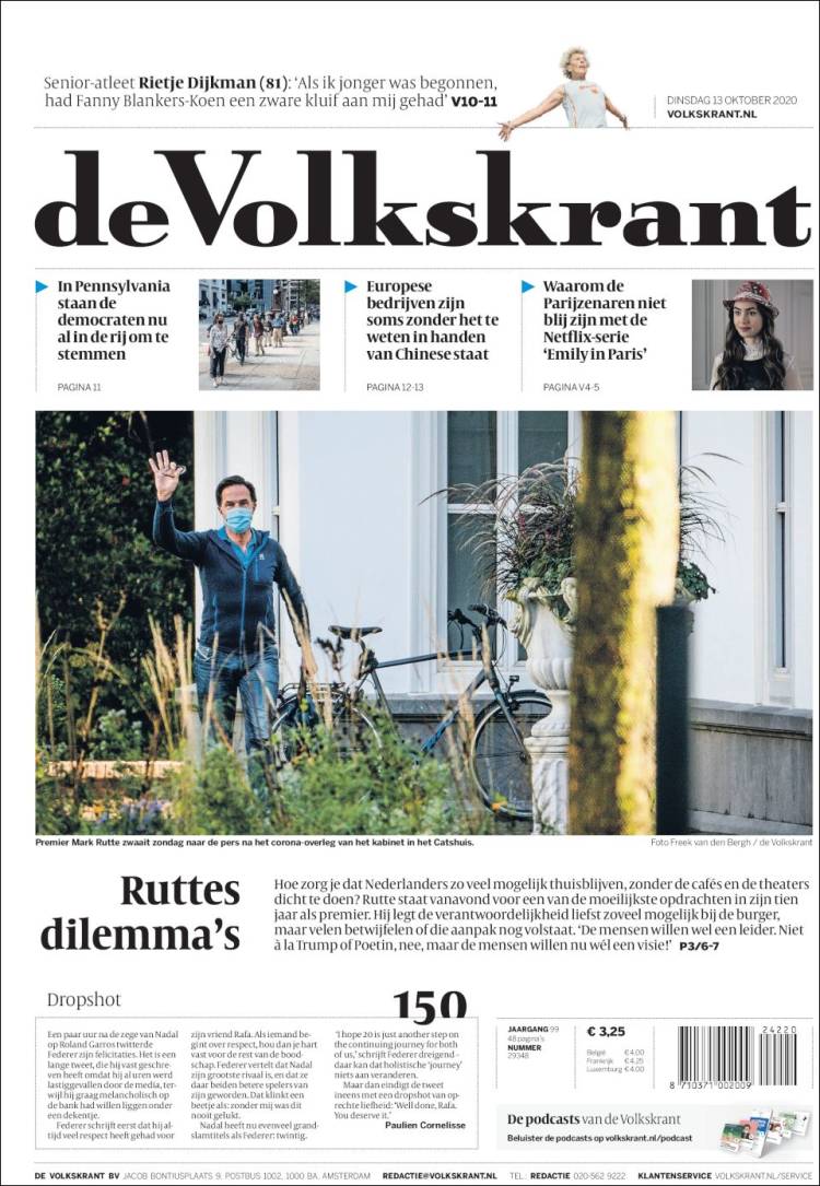 Portada de De Volkskrant (Pa&iacute;ses Bajos)