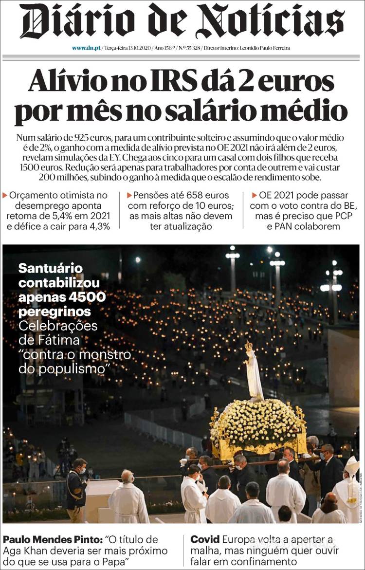 Portada de Diário de Noticias (Portugal)