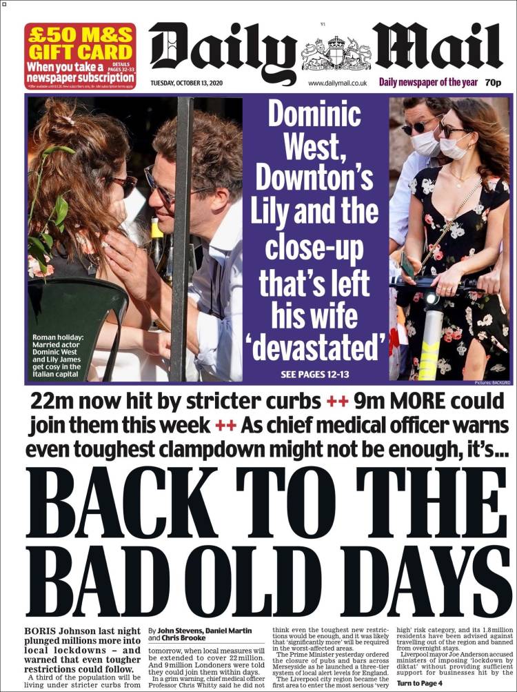 Portada de Daily Mail (Reino Unido)