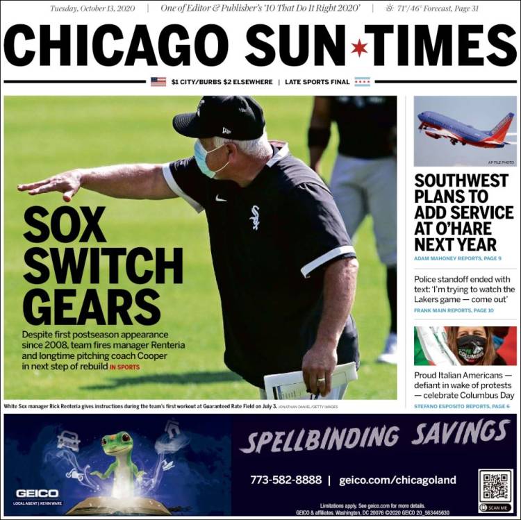 Portada de Chicago Sun-Times (USA)