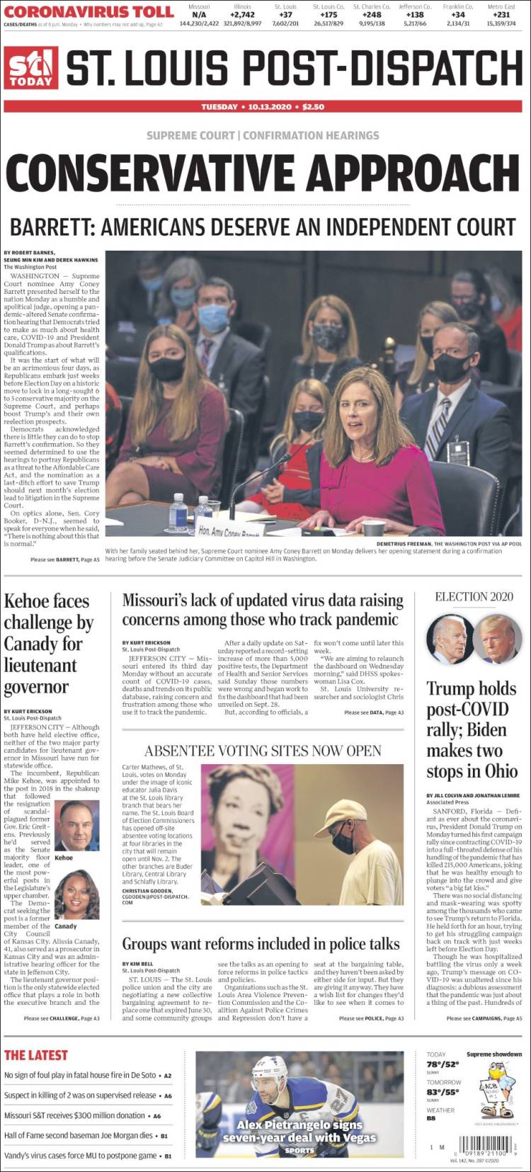 Portada de St. Louis Post-Dispatch (USA)