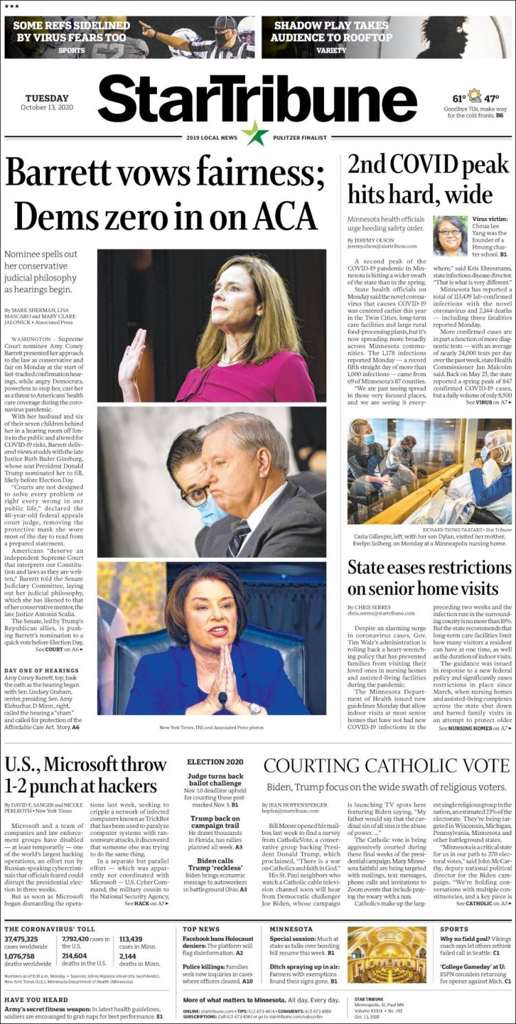 Portada de Star Tribune (USA)