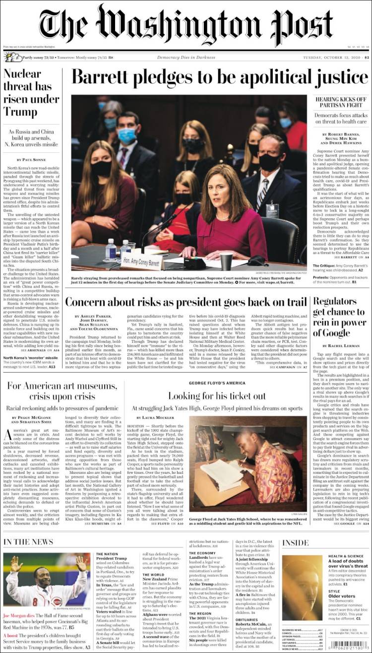 Portada de The Washington Post (USA)