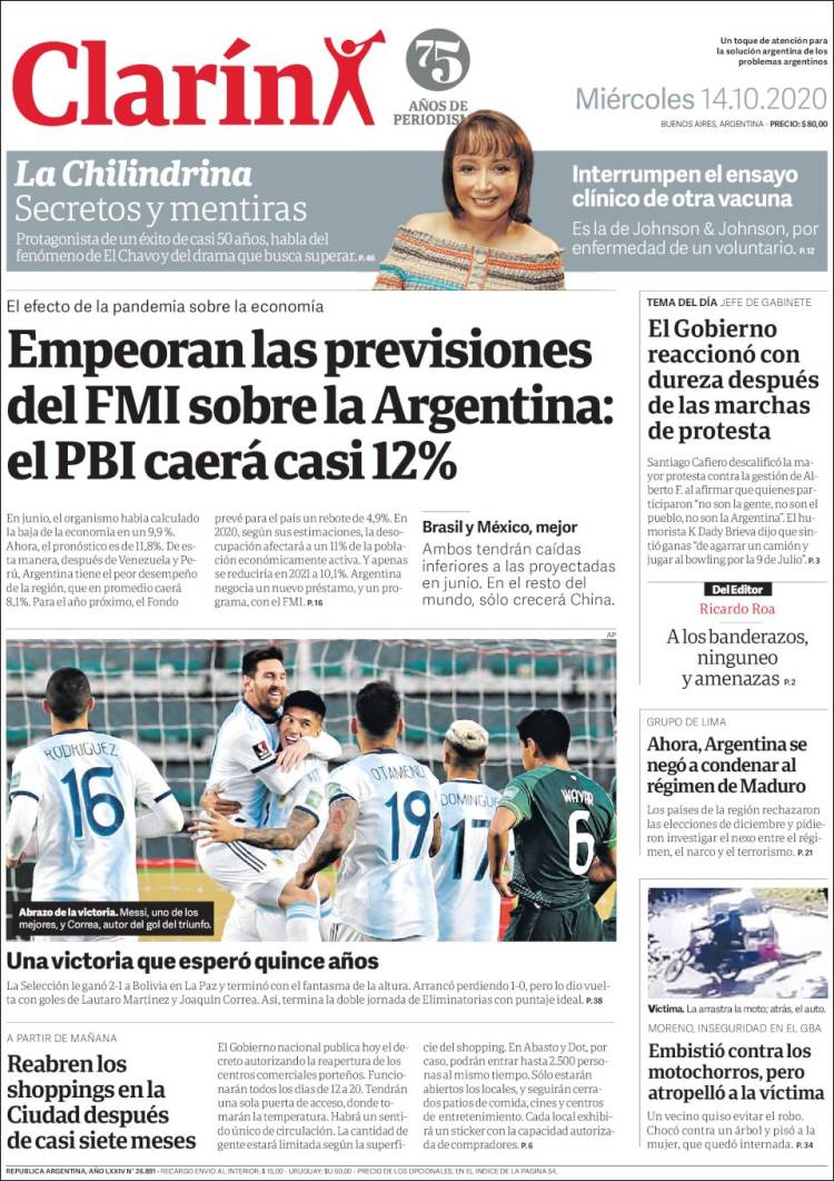 Portada de Clarín (Argentina)