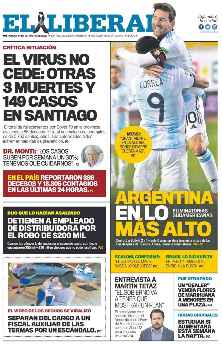 Portada de Diario El Liberal (Argentina)