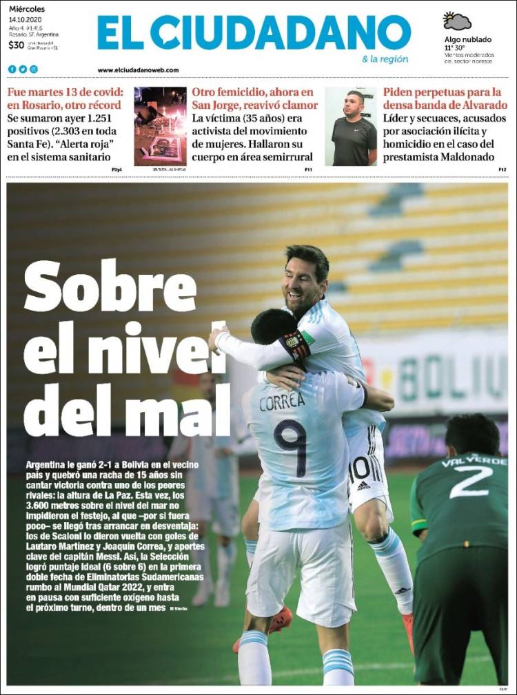 Portada de Diario El Ciudadano (Argentina)