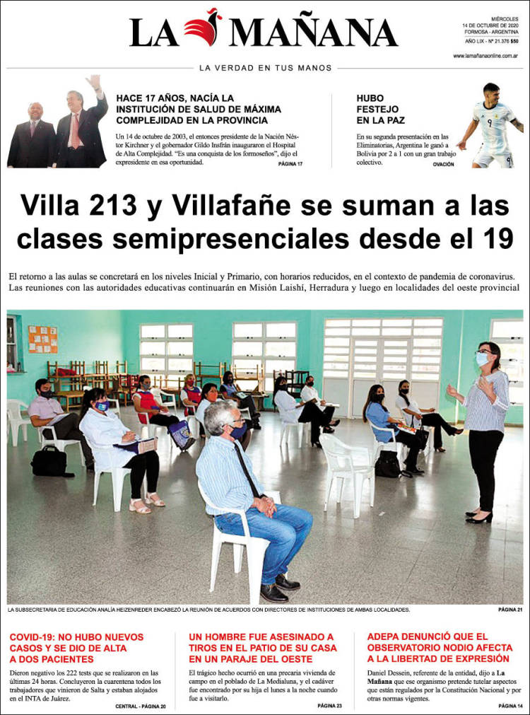 Portada de Diario La Mañana (Argentina)