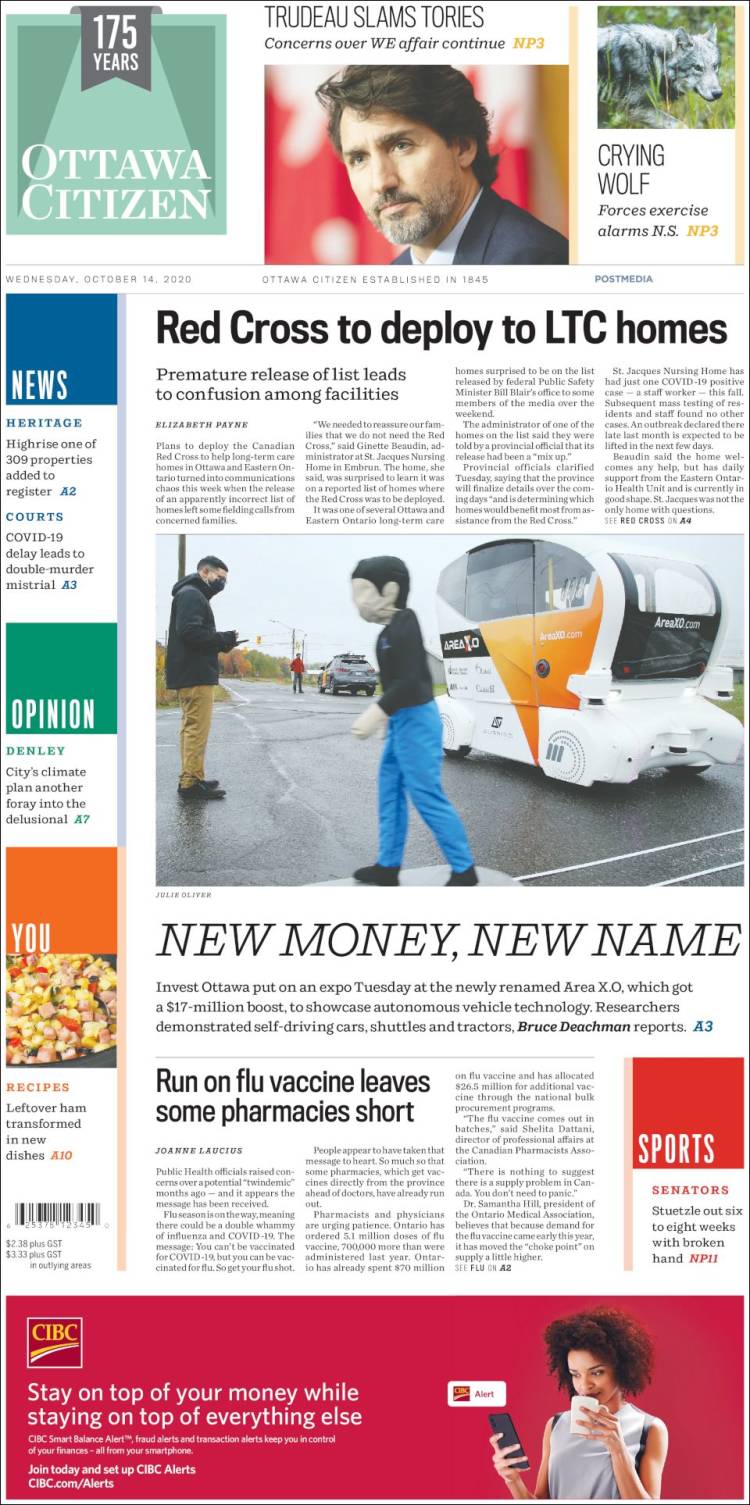 Portada de Ottawa Citizen (Canadá)