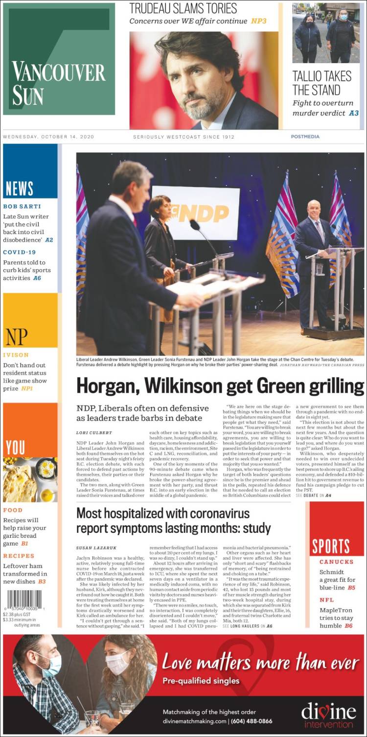 Portada de The Vancouver Sun (Canadá)