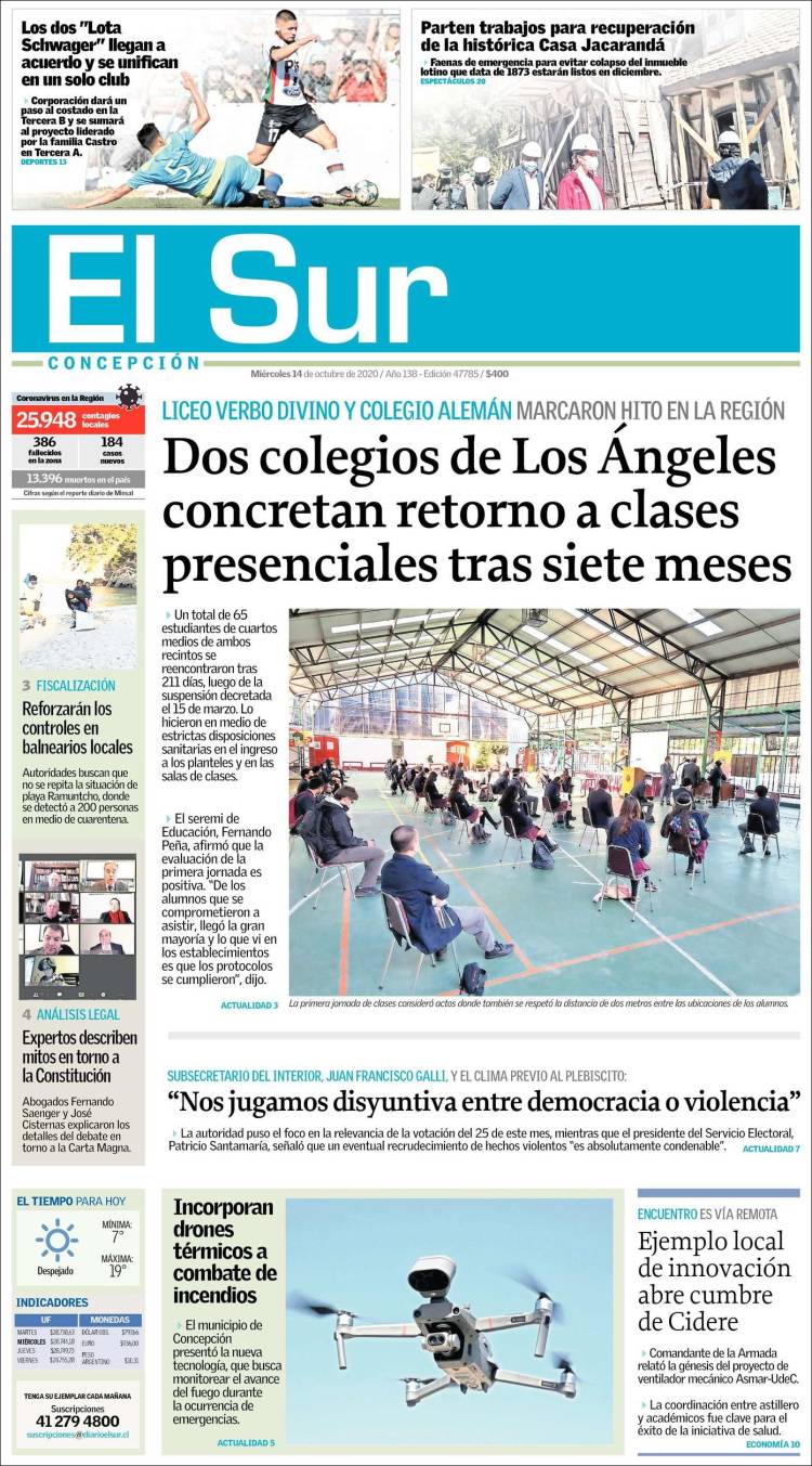 Portada de El Sur (Chile)