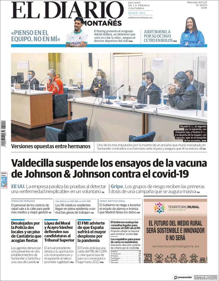 Portada de El Diario Montañés (Espa&ntilde;a)